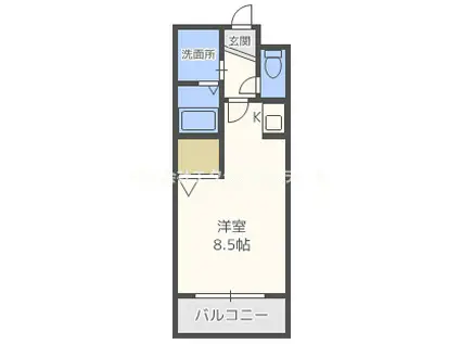 ドミールアプリコット(1K/1階)の間取り写真