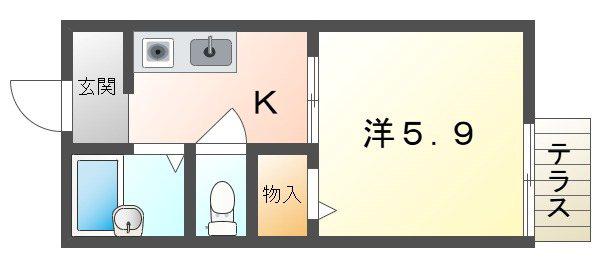 寝屋川菊池ハイツ(1K/1階)の間取り写真