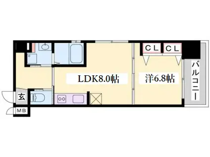 プリオーレ三宮(1LDK/4階)の間取り写真