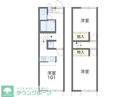 レオパレス青葉(2DK/1階)の間取り写真