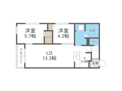 GEレジデンス琴似(2LDK/2階)の間取り写真