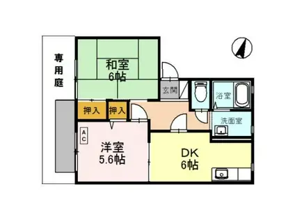 ディアス魚崎Ⅱ(2DK/1階)の間取り写真