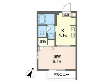 シャーメゾン和 B棟(1K/2階)の間取り写真