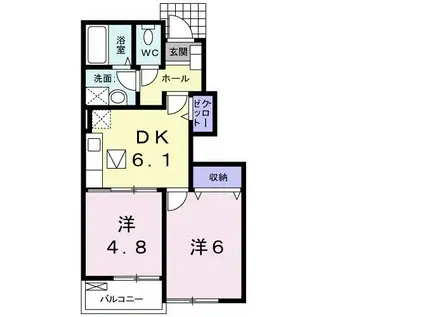 グラン ソレイユ C(2DK/1階)の間取り写真