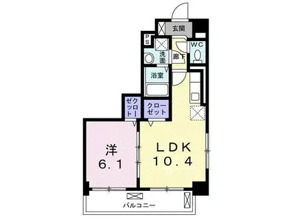 ハッピーメゾン VI(1LDK/5階)の間取り写真
