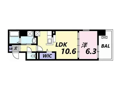 ポーシェガーデン3(1LDK/9階)の間取り写真