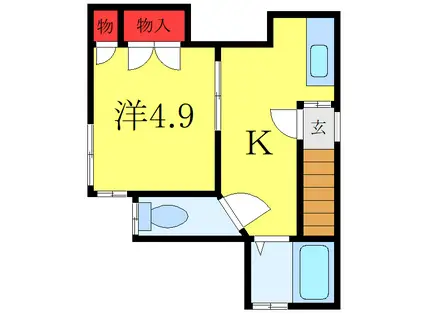 ルレ・スミレ(1K/2階)の間取り写真