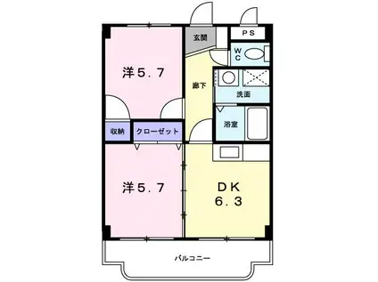ビバリーハイムかかず(2DK/1階)の間取り写真