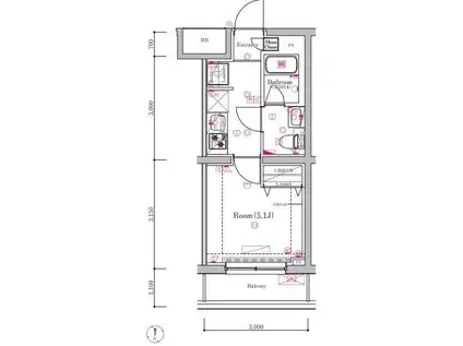 AZEST金町(1K/4階)の間取り写真