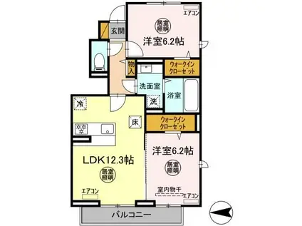 アルベラータ(2LDK/1階)の間取り写真