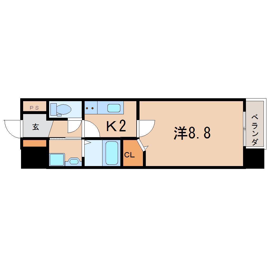 アークデュオ福島万世町(1K/4階)の間取り写真