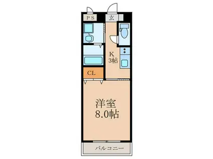 ERIOS COURT折尾(1K/1階)の間取り写真