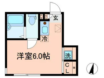 バーミープレイス富士見台(ワンルーム/1階)の間取り写真