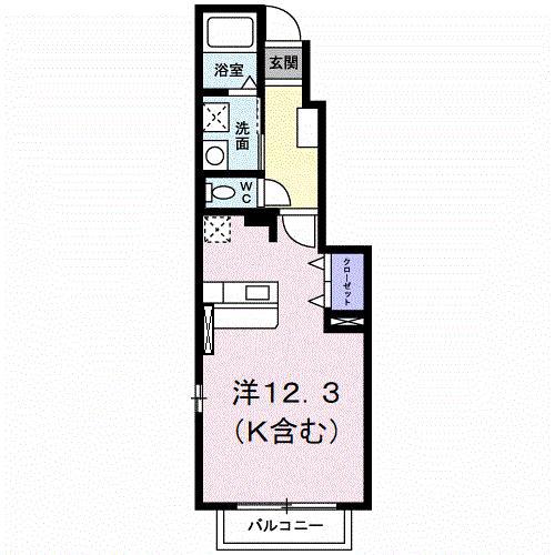 メゾンソレイユV(ワンルーム/1階)の間取り写真