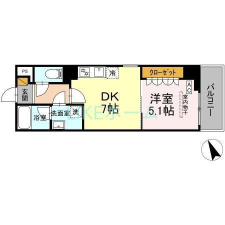 GRAND VILLAGE(1DK/5階)の間取り写真