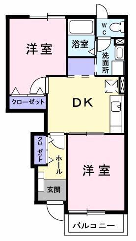ハ-モニ-シーンII(2DK/1階)の間取り写真