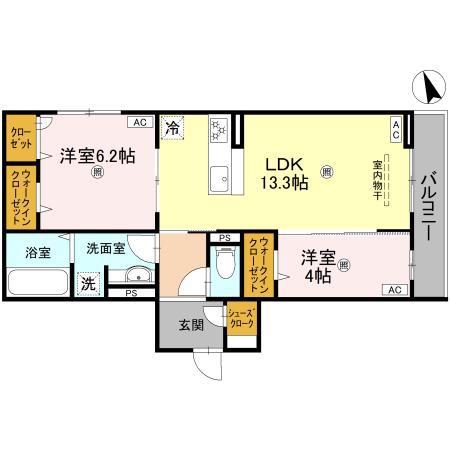 パサログランデ中百舌鳥町4丁(2LDK/1階)の間取り写真