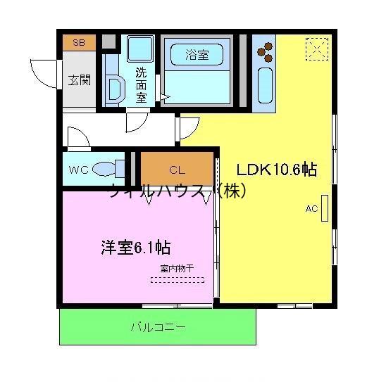 シエロ ベラーノ(1LDK/3階)の間取り写真