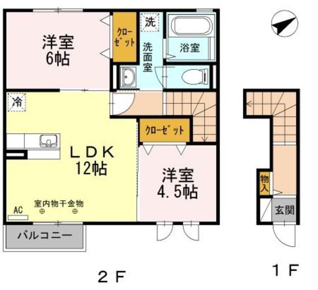 ハイツルピナス(2LDK/2階)の間取り写真