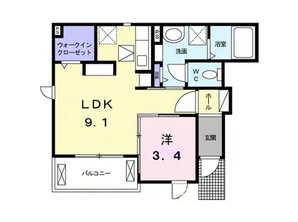 ドリーム凛(1LDK/1階)の間取り写真