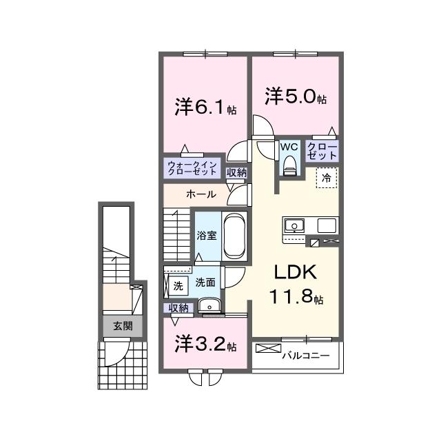 ポルトII(3LDK/2階)の間取り写真