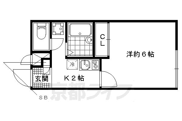 レオパレスボンマルシェ山科(1K/1階)の間取り写真
