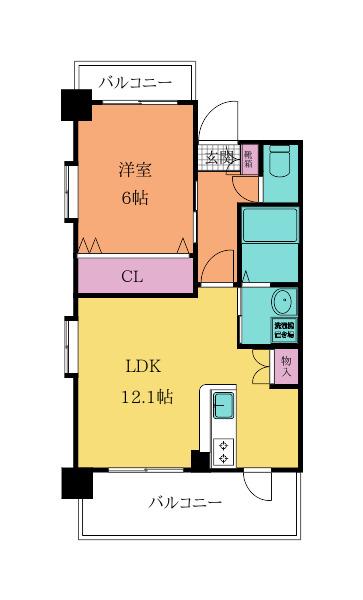 アースコートYSシティ香春口(1LDK/5階)の間取り写真