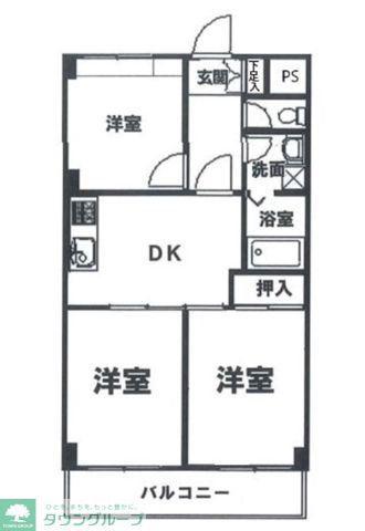 ブルームライフ市川(3DK/3階)の間取り写真