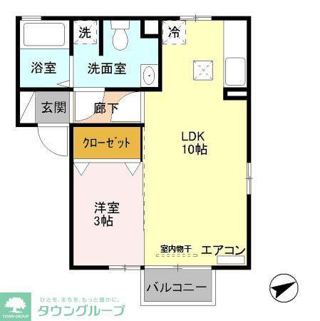 ピュアマインドC棟(1LDK/1階)の間取り写真