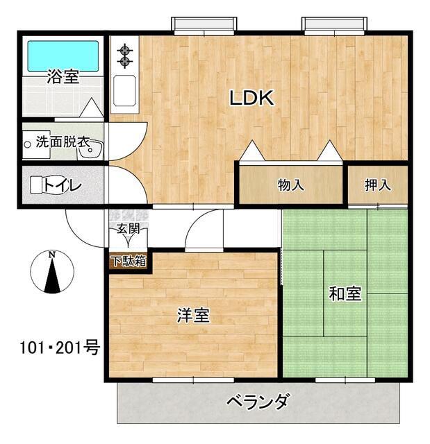 ウインズ湘南2棟(2LDK/1階)の間取り写真