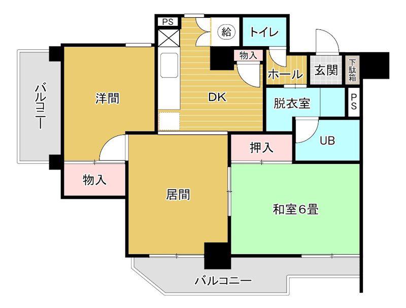 ロワールマンション二日市(3DK/4階)の間取り写真