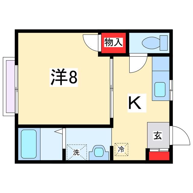 カトレア(1K/1階)の間取り写真