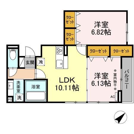 エクセリア早宮(2LDK/2階)の間取り写真