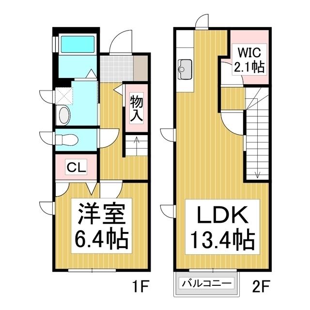 ディアス七瀬 A棟(1LDK/1階)の間取り写真
