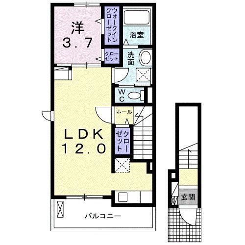 ピュアレジデンスK A(1LDK/2階)の間取り写真
