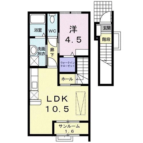 ＪＲ信越本線 長岡駅 バス乗車時間：38分 最寄りバス停で下車 徒歩2分 2階建 築18年(1LDK/2階)の間取り写真