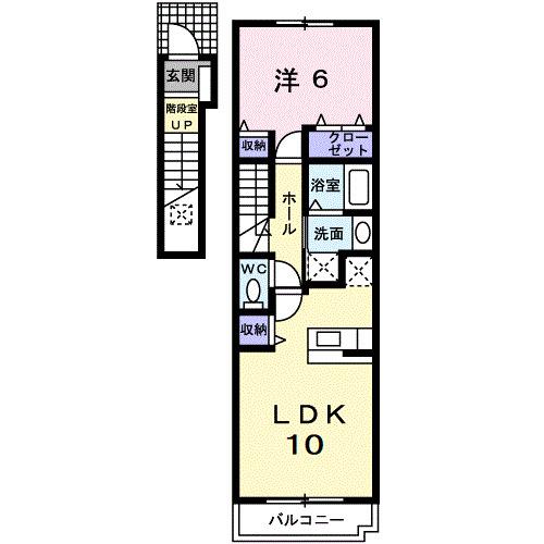 プルート稲月(1LDK/2階)の間取り写真