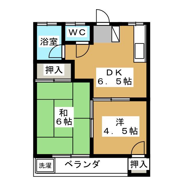 カーサ三岡(2DK/2階)の間取り写真