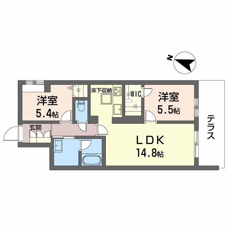 シャーメゾン ルミエール(2LDK/1階)の間取り写真