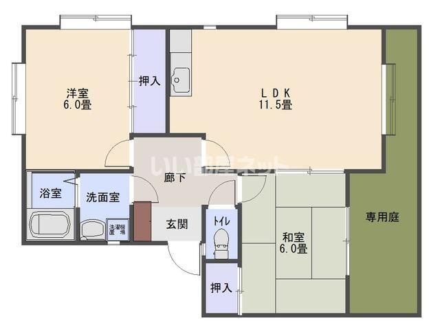 リラハイム(2LDK/1階)の間取り写真