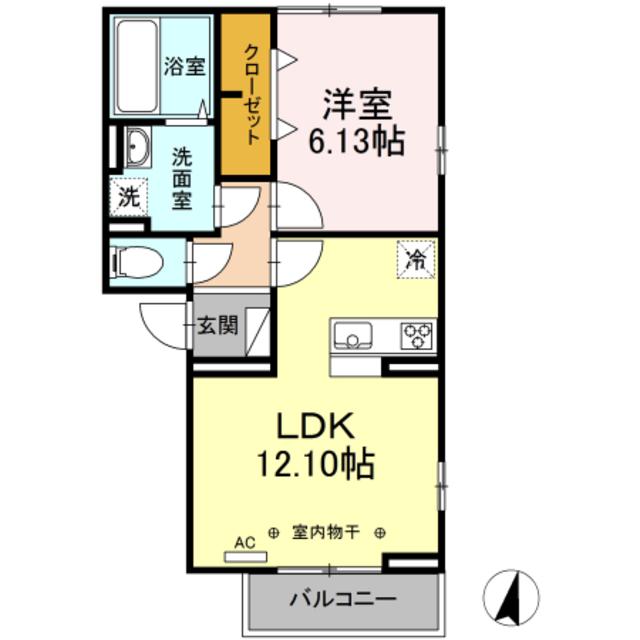 サンモール(1LDK/2階)の間取り写真
