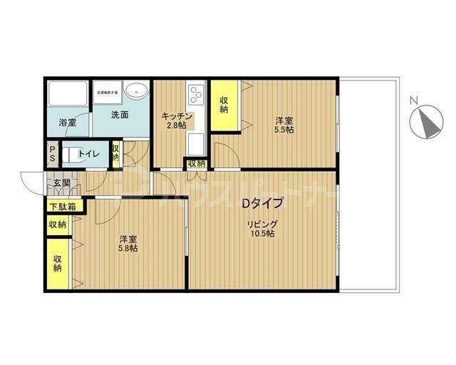 イリップス船堀(2LDK/9階)の間取り写真