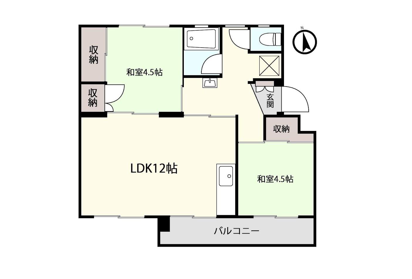 アシスト第5青森マンション(2LDK/1階)の間取り写真