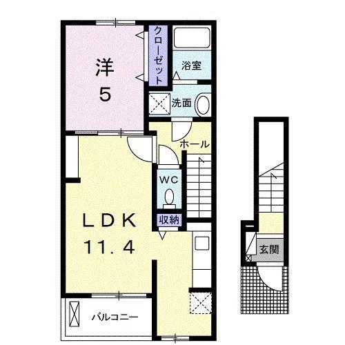 エクセランVII(1LDK/2階)の間取り写真