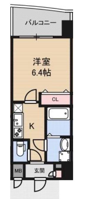 LUXE田辺(1K/9階)の間取り写真