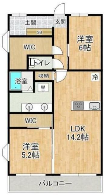 第4かしの木ハイツ(2SLDK/1階)の間取り写真