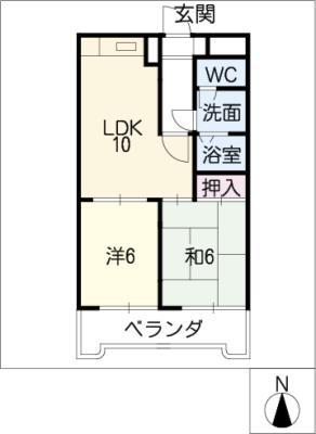 グランドール徳川(2DK/12階)の間取り写真