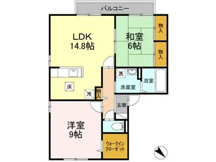 プラザ・ルミエール B棟(2LDK/1階)の間取り写真