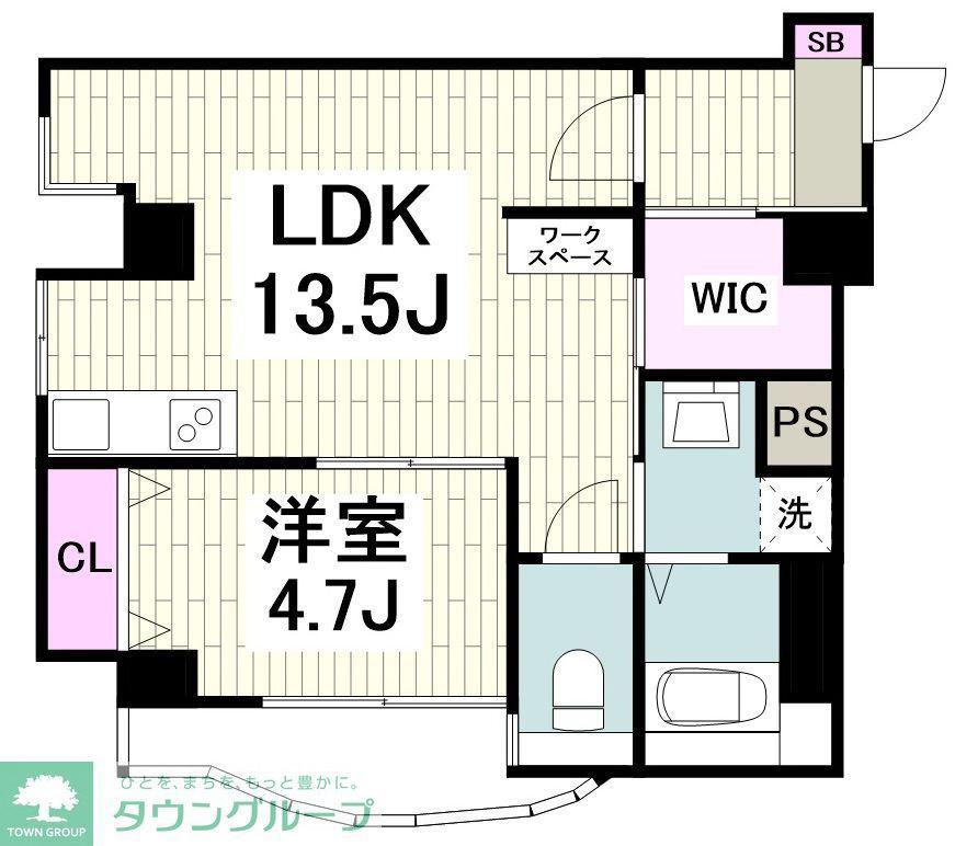 マンションオーク(1LDK/2階)の間取り写真