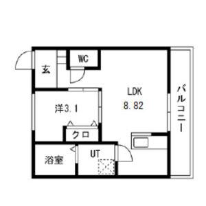 ティンガーラ須ヶ口 イースト(1LDK/1階)の間取り写真